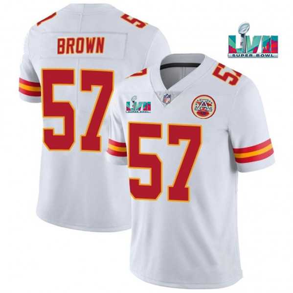 Men & Women & Youth Kansas City Chiefs #57 Orlando Brown White Super Bowl LVII Patch Vapor Untouchable Limited Stitched Jersey